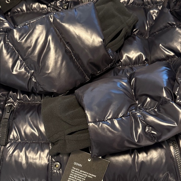 S13 NEW YORK ~ XL Chelsea High-Shine Faux-Fur-Trim Hooded Down Puffer Coat - Picture 5 of 12